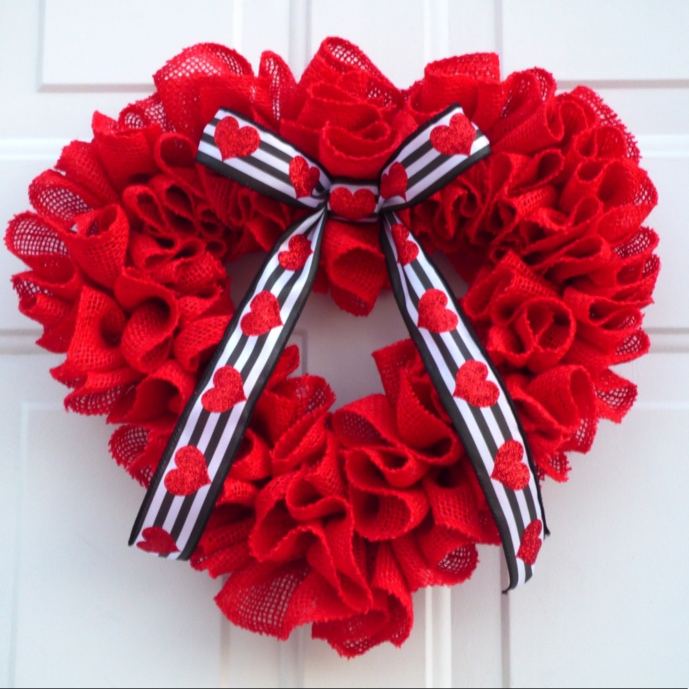 Valentine Burlap Wreath for Front Door.